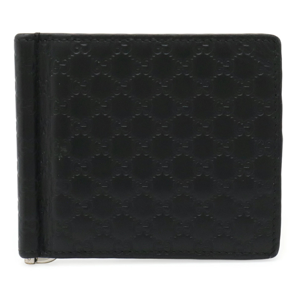 Gucci Microguccissima Bi fold Wallet Card Case Wallet Money Clip Leather Black
